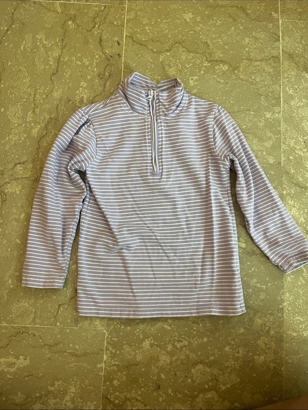 Trotter St. Kids - Girl Long-Sleeve Half-Zip Top - Lavender Stripe - Size 3